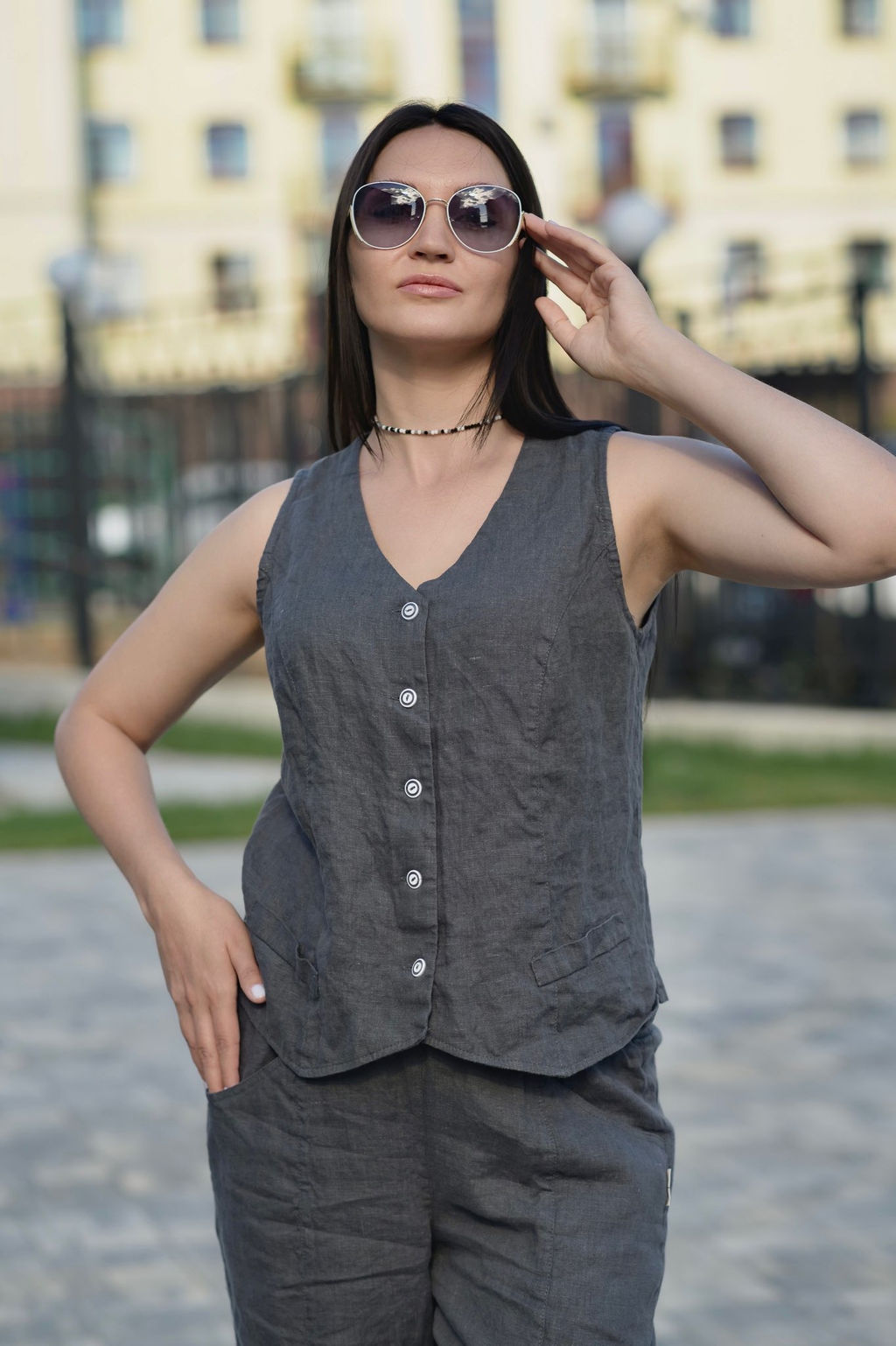 Жилет 100% лен - Новый лен фото 4