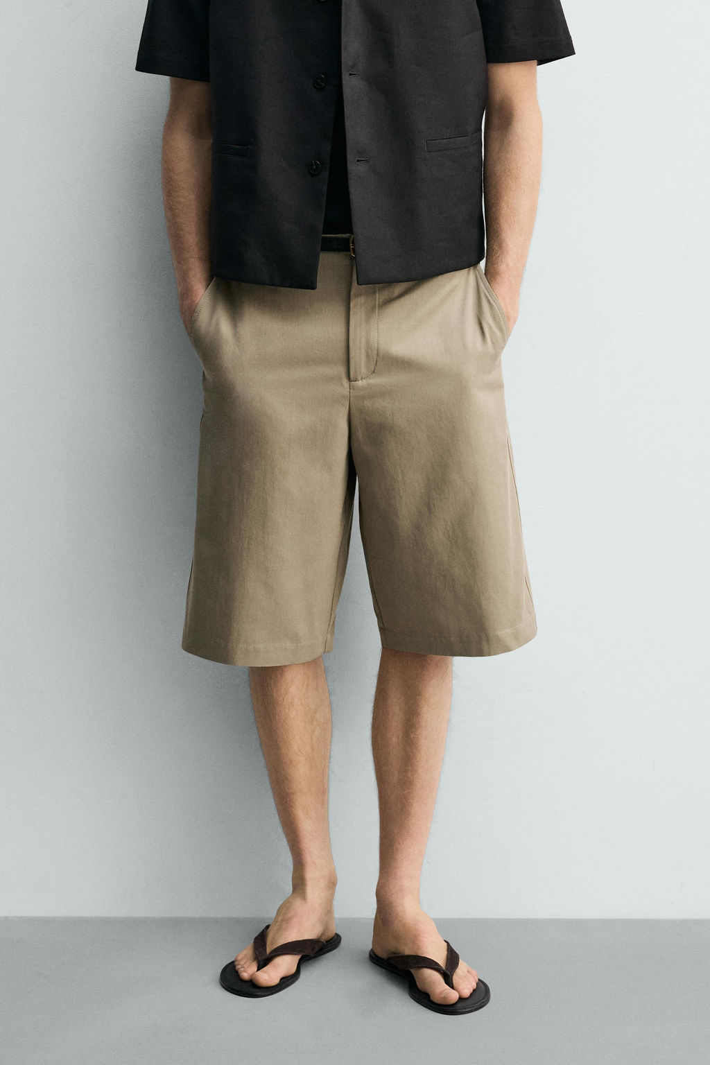 BERMUDA RELAXED FIT ALGOD?N - LINO / tostado