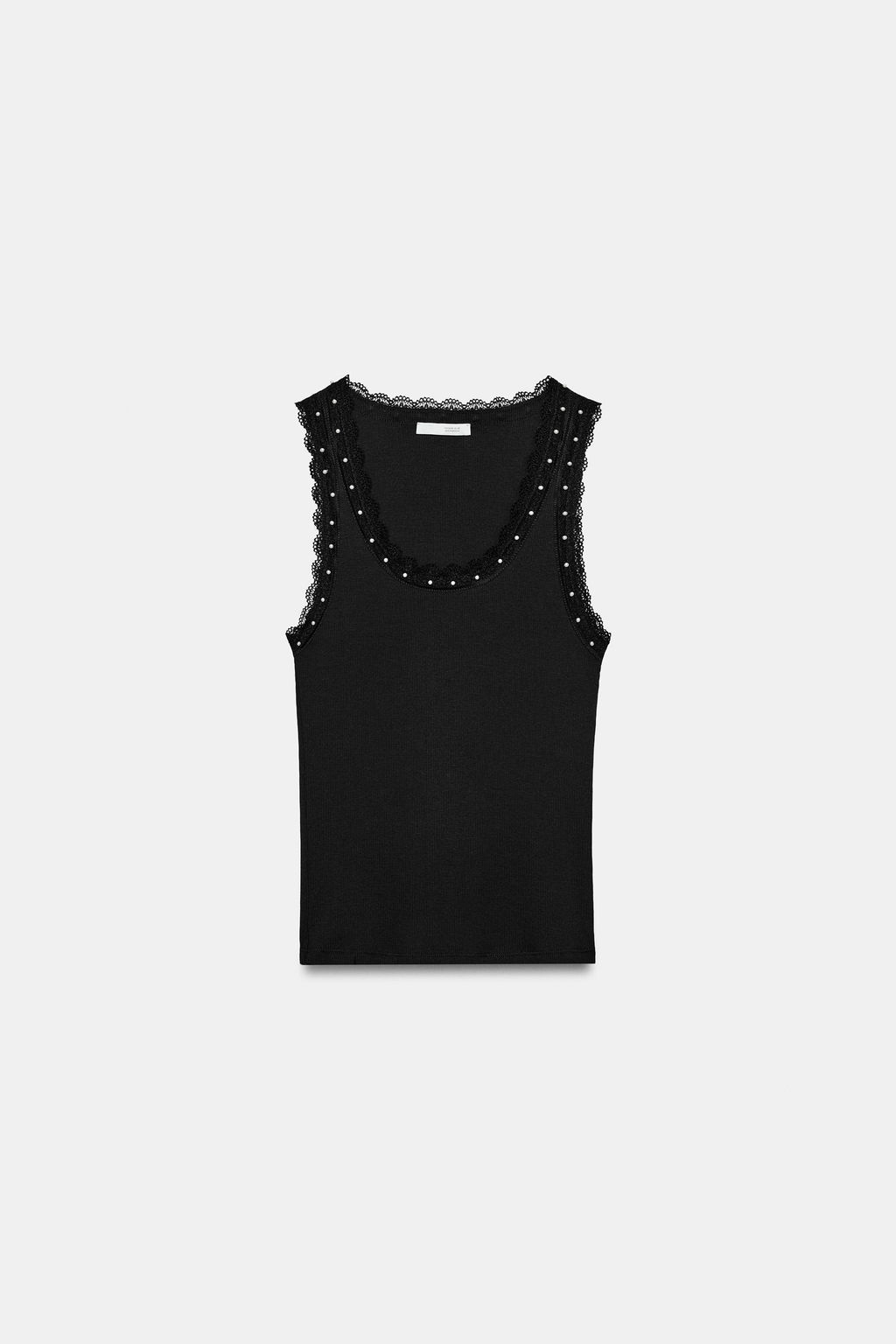 TOP PERLAS ENCAJE / Negro