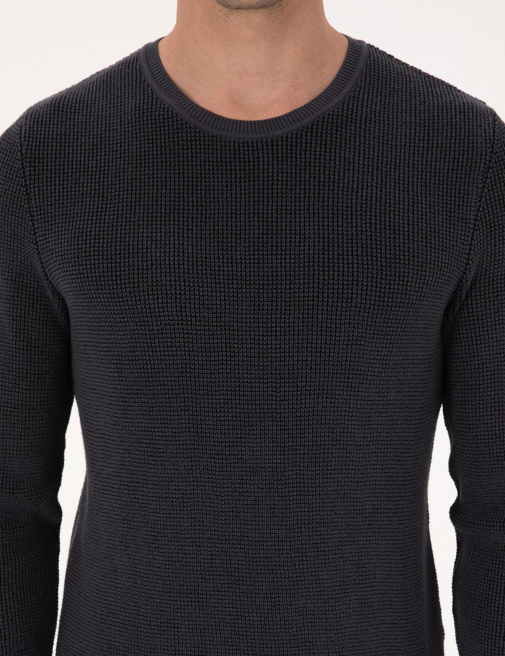 Antrasit Slim Fit Pamuk Kar___ml_ Bisiklet Yaka Triko Kazak - Cacharel фото 6