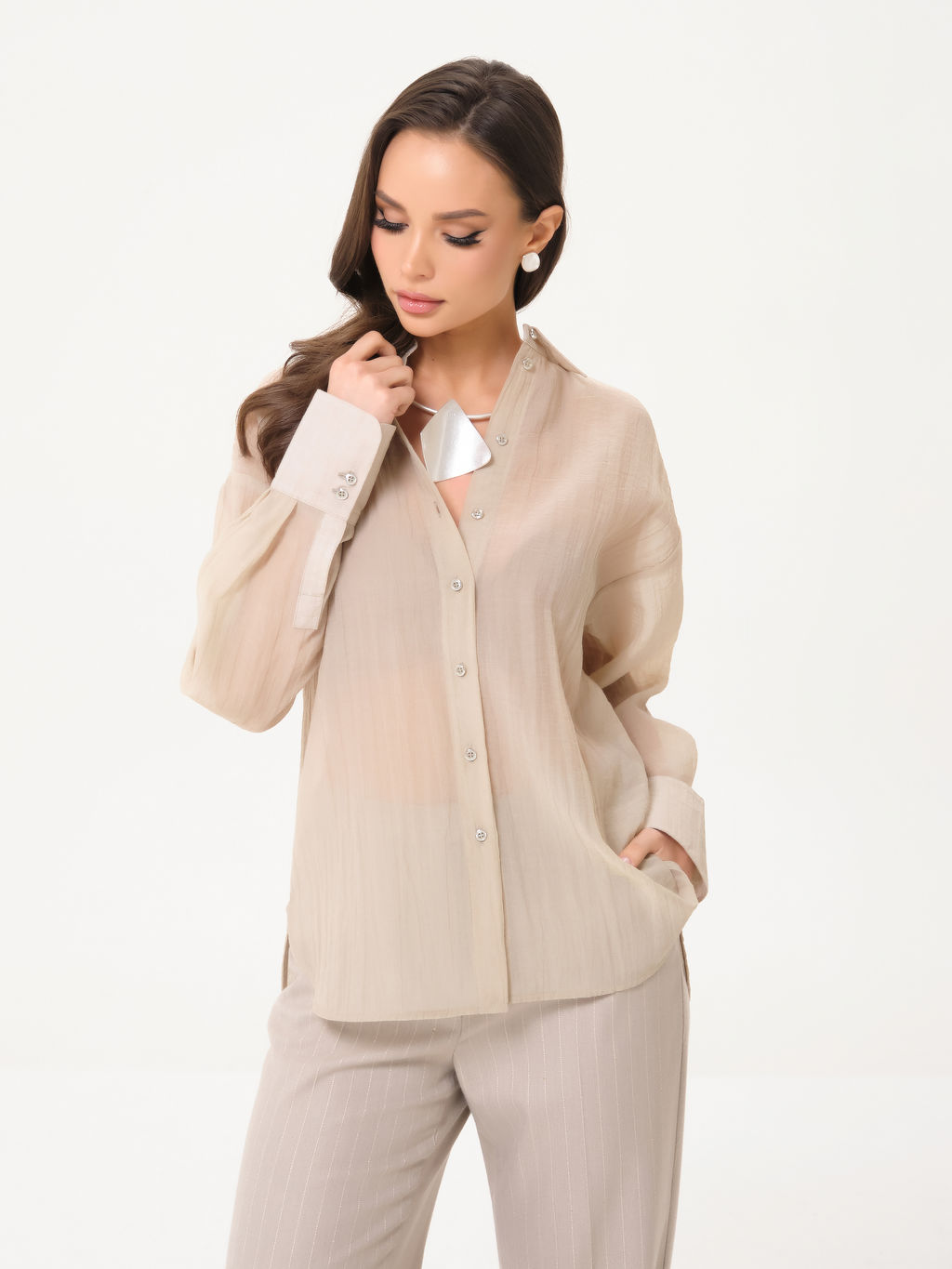 Блузка из органзы с эффектом креш - Marchello marchellini фото 2