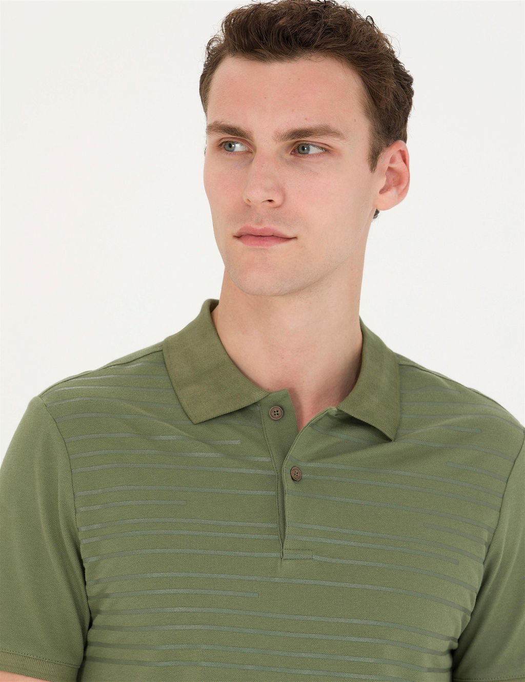 Haki Slim Fit Polo Yaka Ti__rt - Pierre cardin фото 2