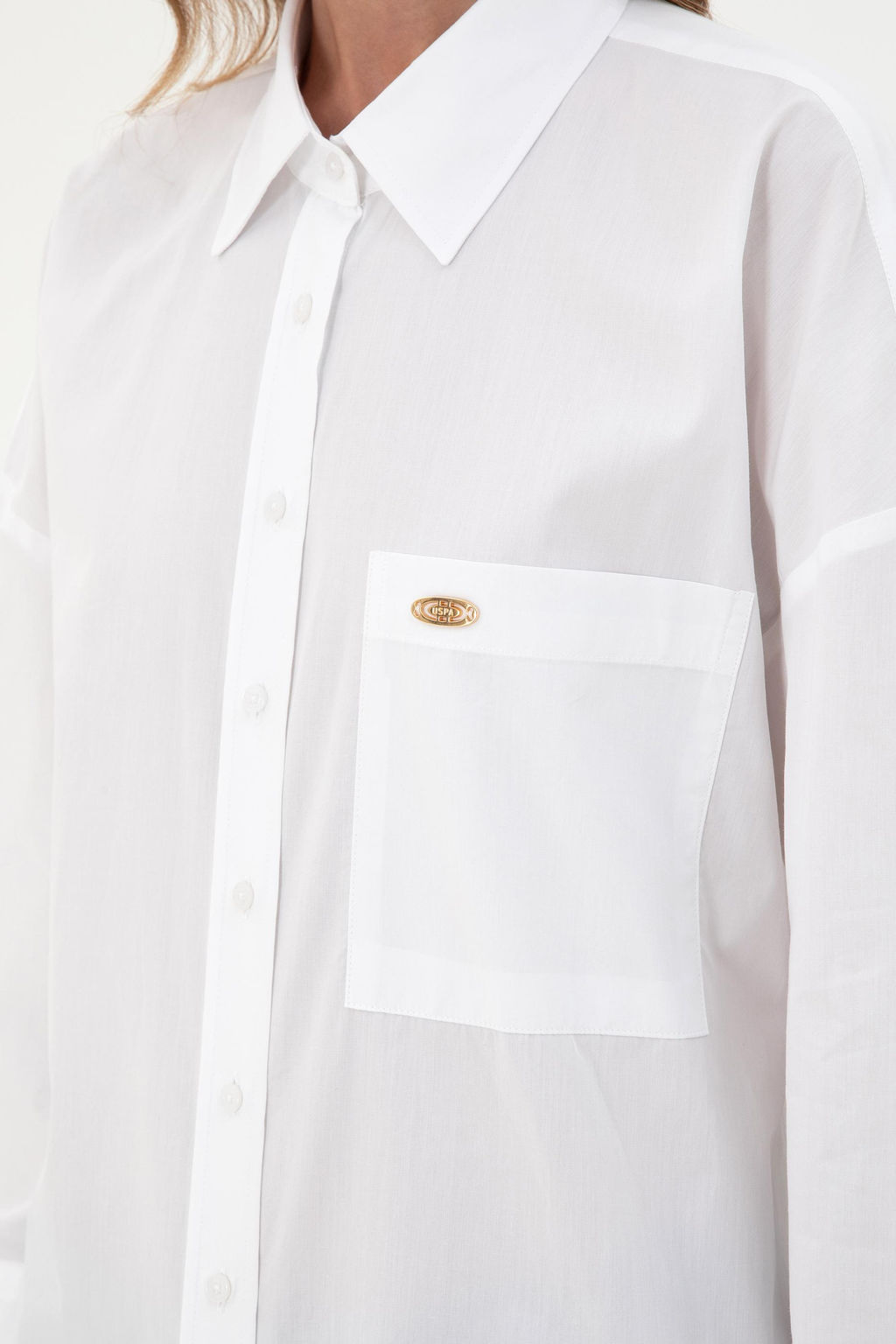 Женская белая рубашка с длинным рукавом Неожиданная скидка в корзине - U.s. polo assn фото 7