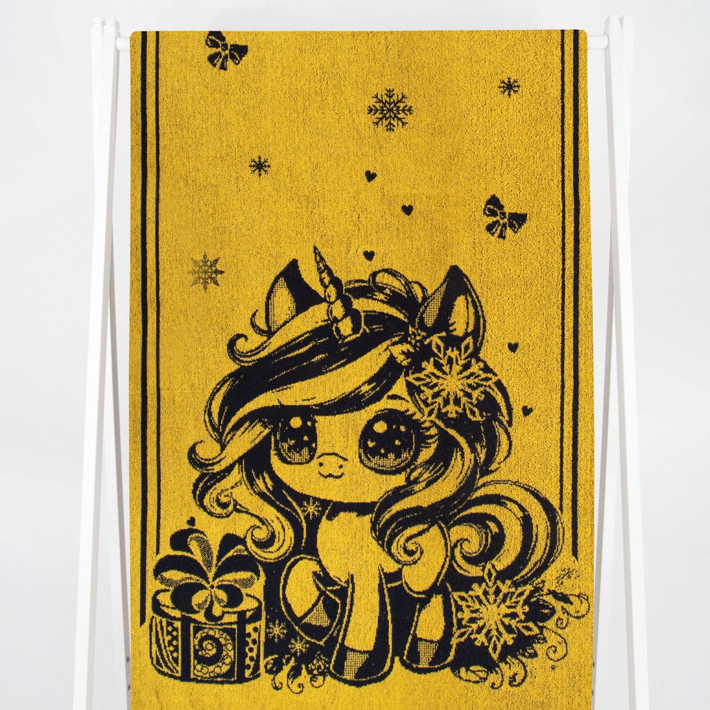 6с102.411ж1 Аниме-единорог(т.желтый) Полотенце махровое 67х150см