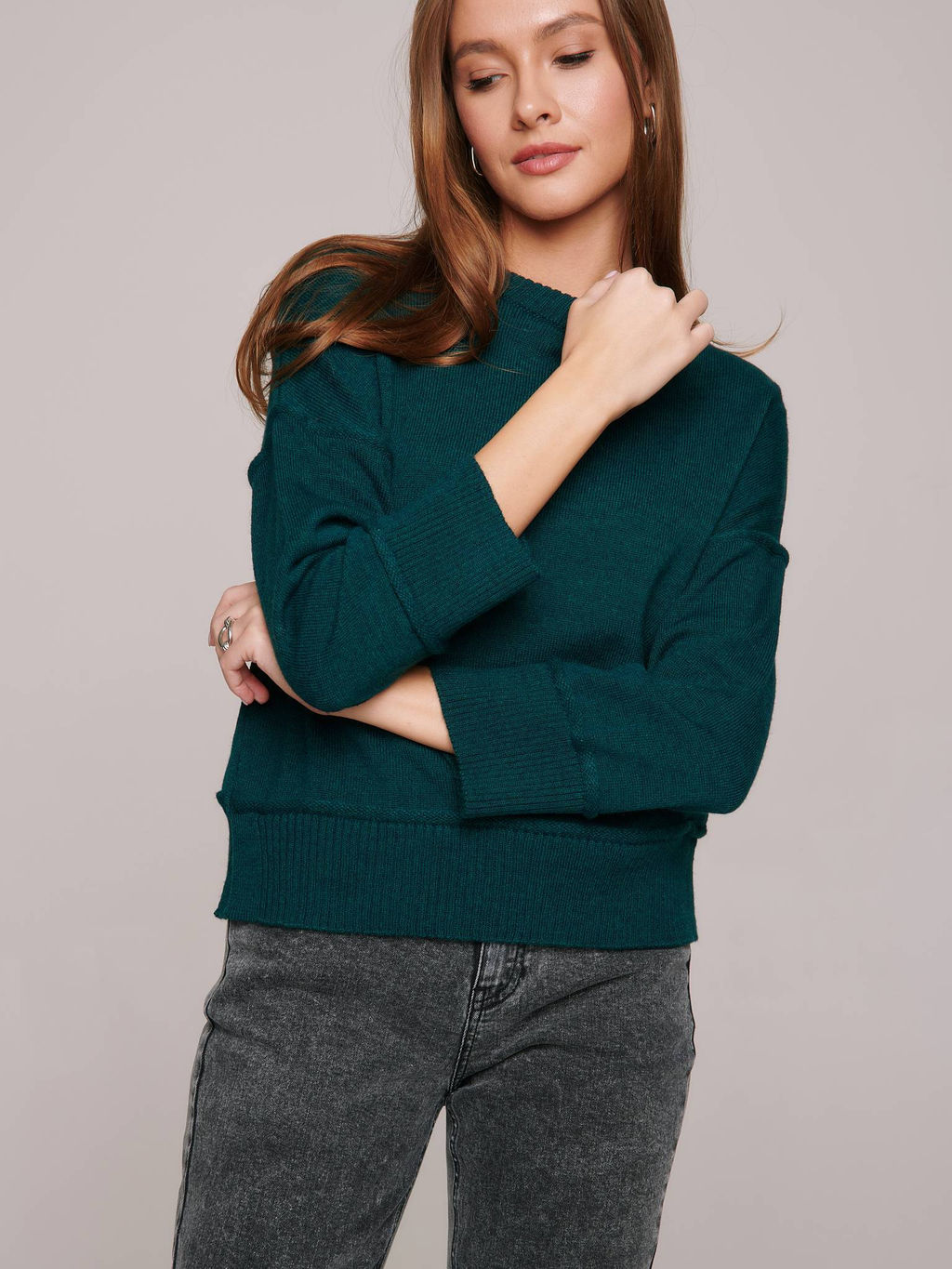 CONTE Oversize-джемпер из пряжи с мериносовой шерстью LDK 113 emerald - Conte elegant фото 4