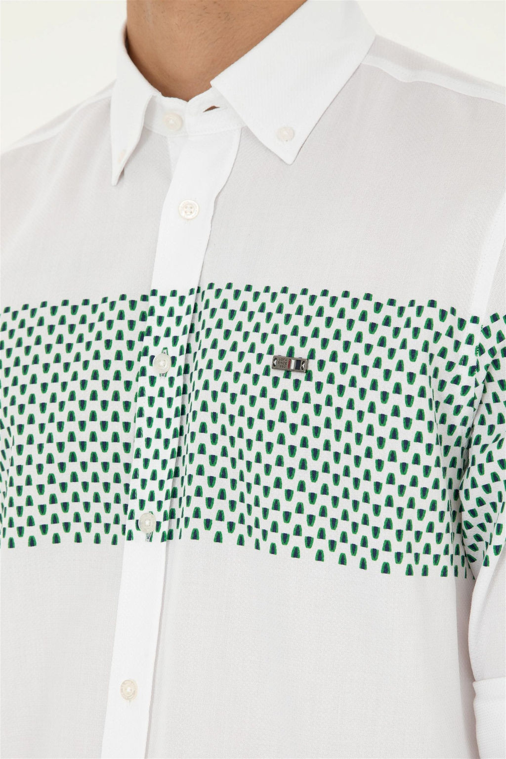 U. S. Polo Assn / Мужская зеленая рубашка с длинным рукавом - U.s. polo assn фото 7