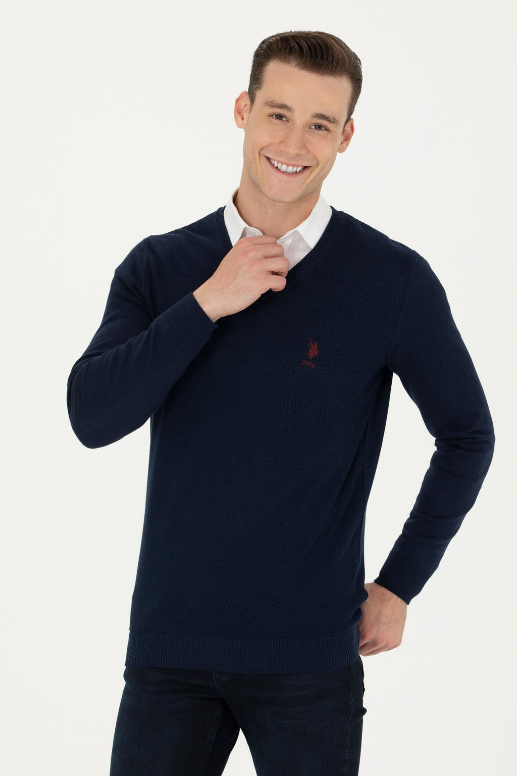 Мужской темно-синий базовый свитер Неожиданная скидка в корзине - U.s. polo assn фото 10