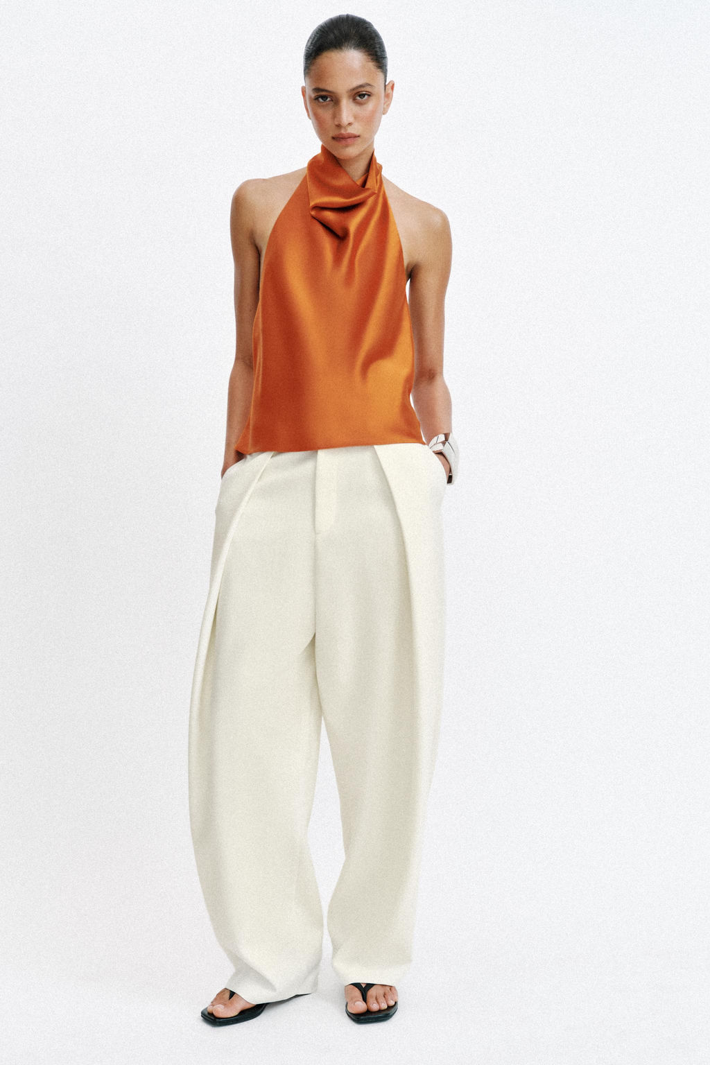 TOP HALTER SATINADO / Naranja