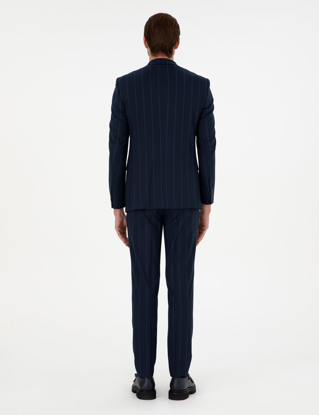 Lacivert Ex. Slim Fit _izgili Tak_m Elbise