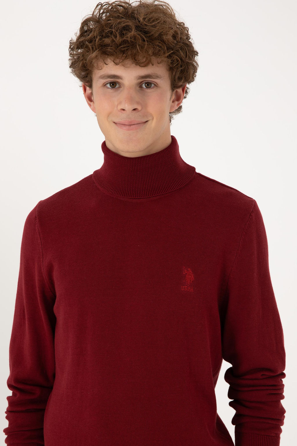 Erkek Slim Fit Bo_azl_ Yaka Bo_azl_ Basic Kazak - U.s. polo assn фото 2