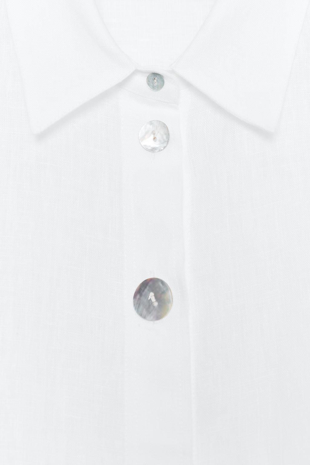 100% LINEN SHIRT WITH CONTRASTING BUTTONS - Zara фото 8