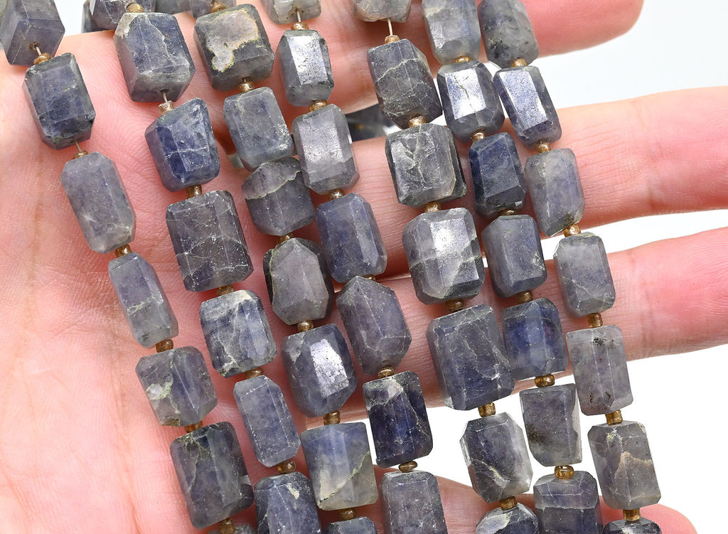 Бусины из иолита (кордиерита) прямоугольник 8*12мм, 25см, 20 бусин, 25г Радуга камня