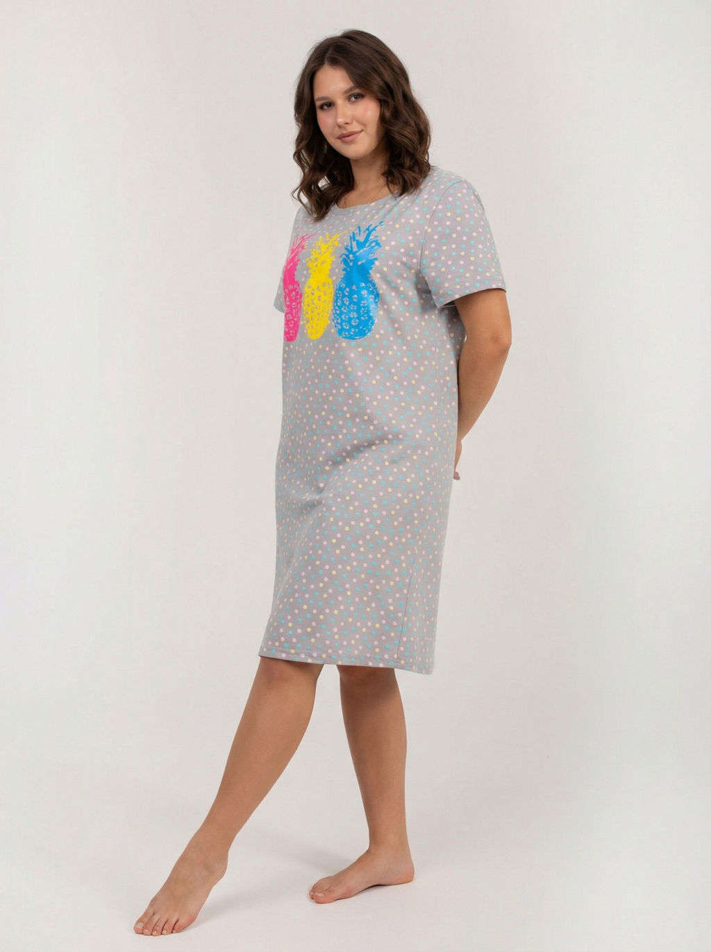 Туника женская кулирка "ДЖУС" КРУПНЫЙ ГОРОХ