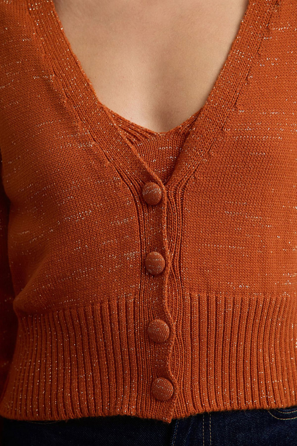 TRENDYOLMILLA Kiremit Crop Bluz-H?rka Tak?m Triko H?rka TWOAW25HI00199  фото 4