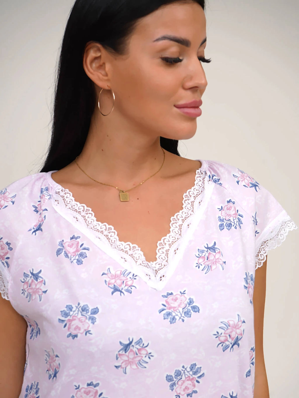 Ночная сорочка женская, цвет белый розовый