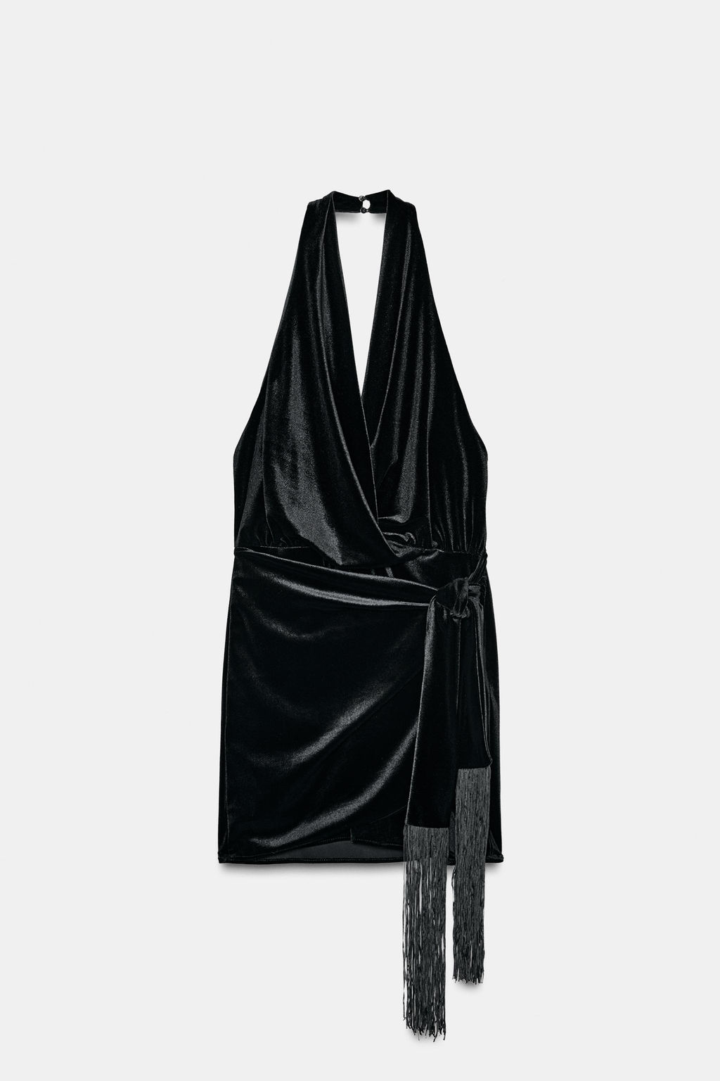 VELVET SHORT DRESS WITH FRINGING - Zara фото 6