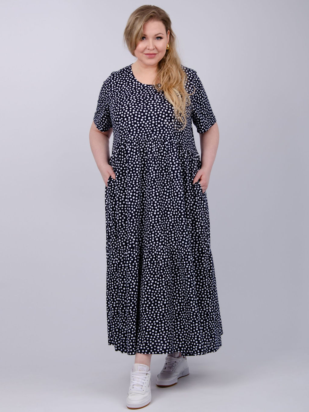 Платье "Диона" горох, трикотаж (М)