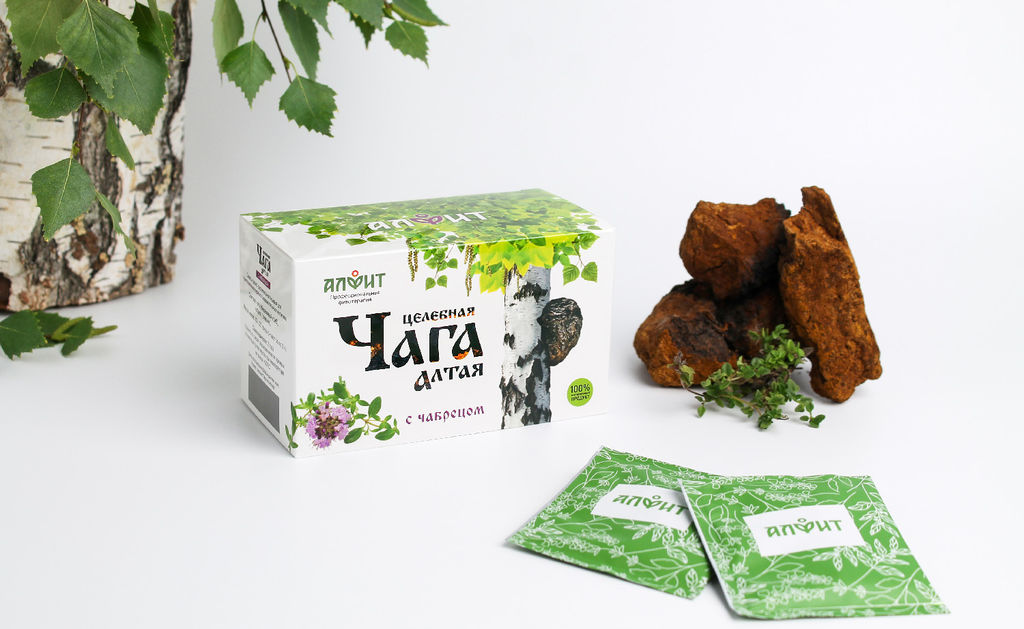 Чайный напиток целебная ЧАГА Алтая с ЧАБРЕЦОМ Алфит 7806