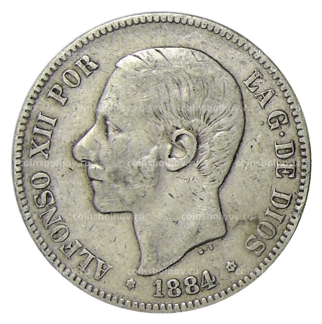 5 песет 1884 года Испания