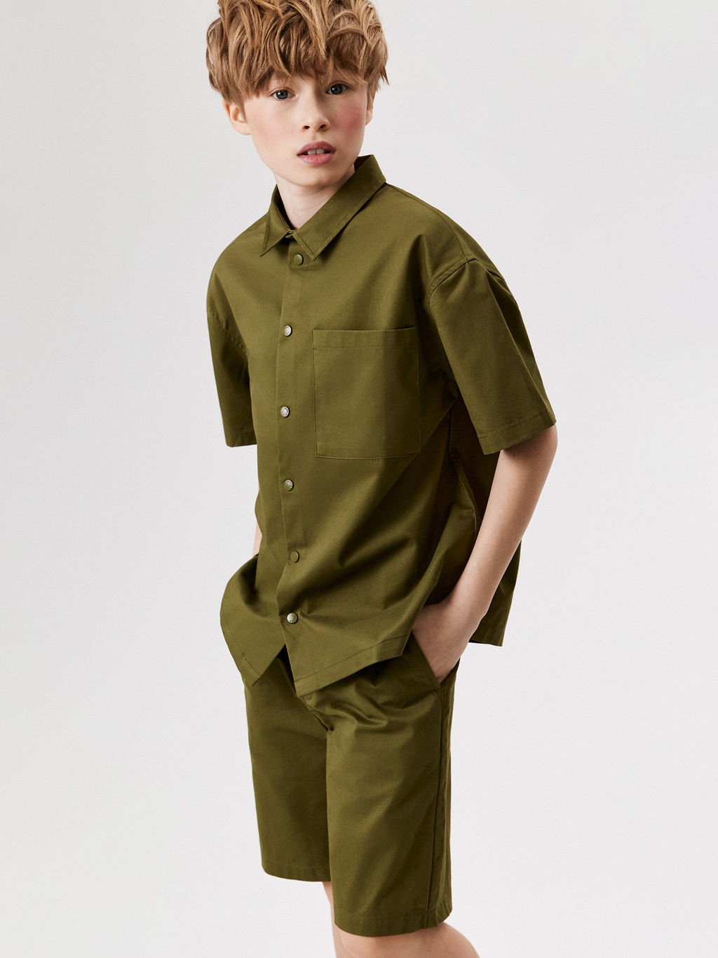 ACOOLA / Сорочка верхняя детская для мальчиков Fortiso хаки  фото 4