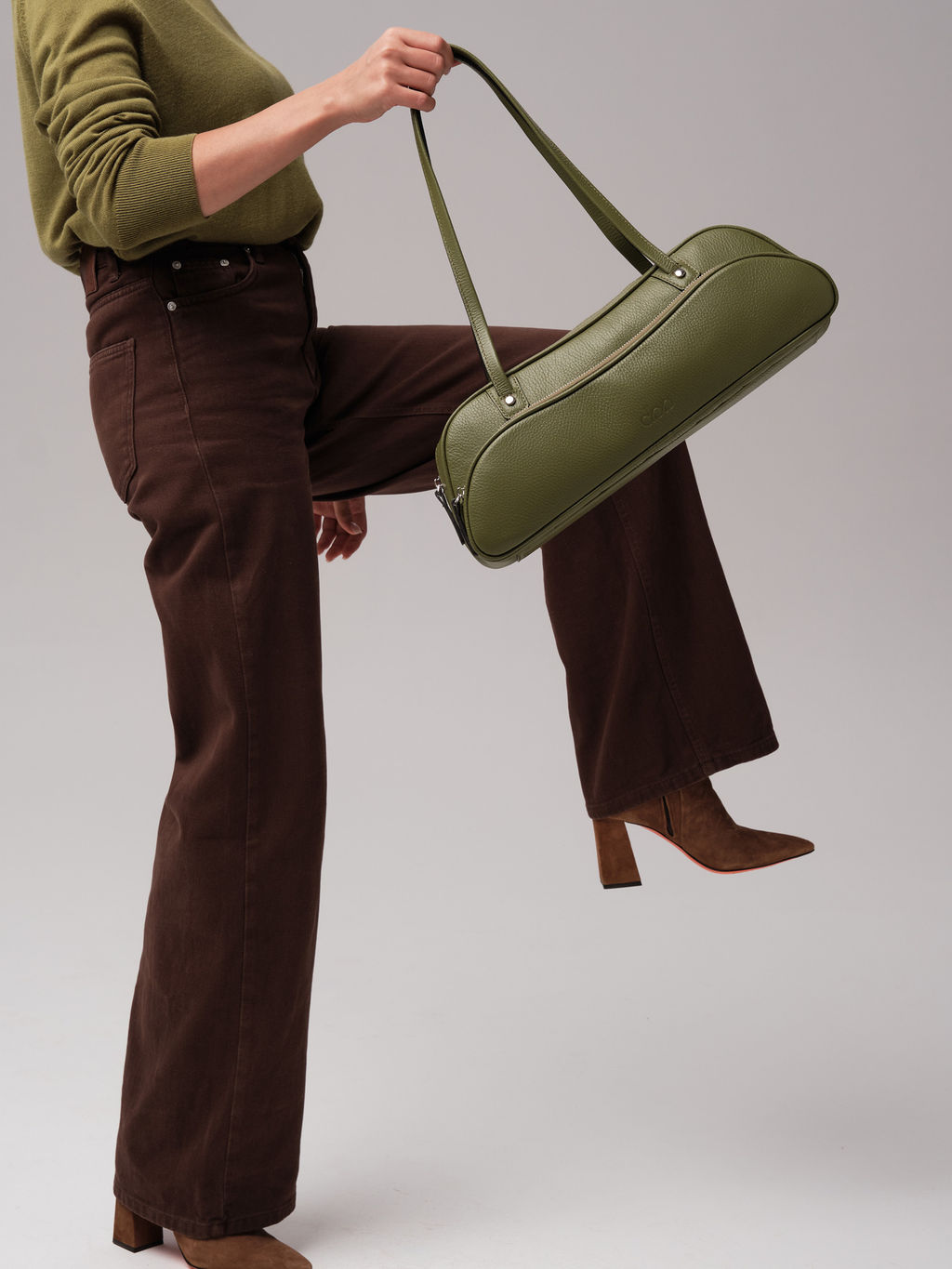 Кожаная сумка Roxy DBR 31186 зеленая водоросль фото 6