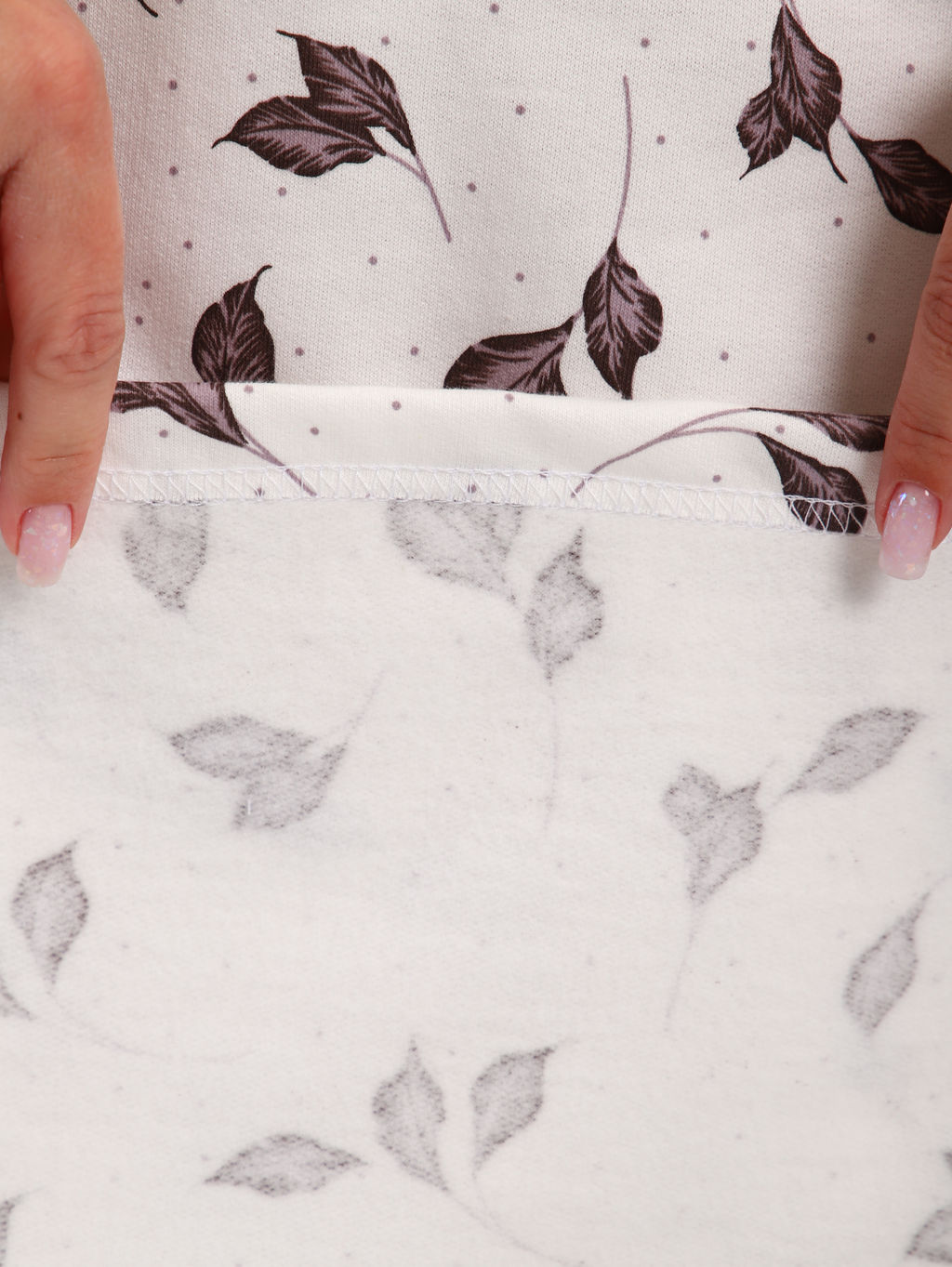 М37 Сорочка теплая футер (листья на молочном) - Иванушка-трикотаж фото 5