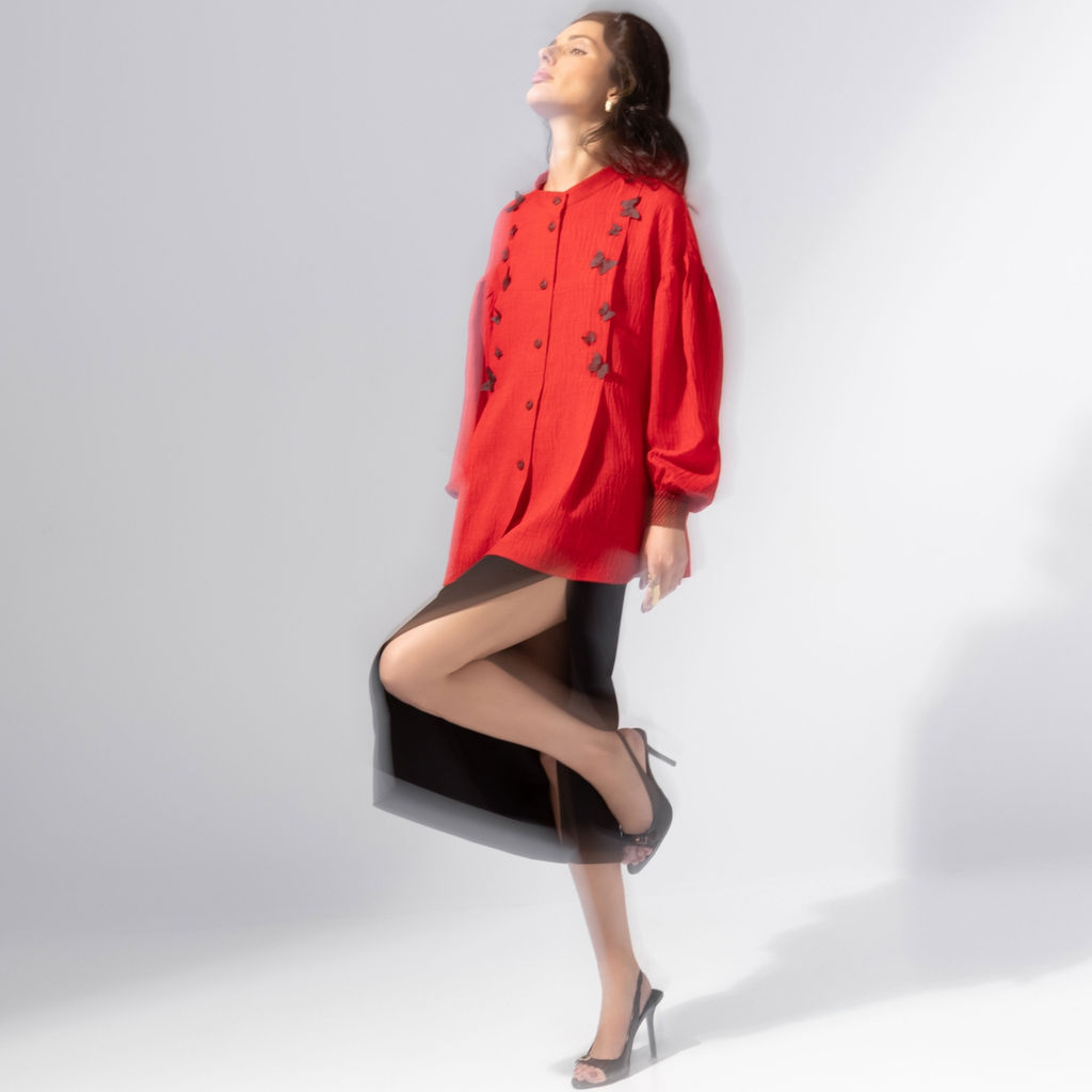 Рубашка нарядная, Нежный шум (красная) - Charutti фото 8
