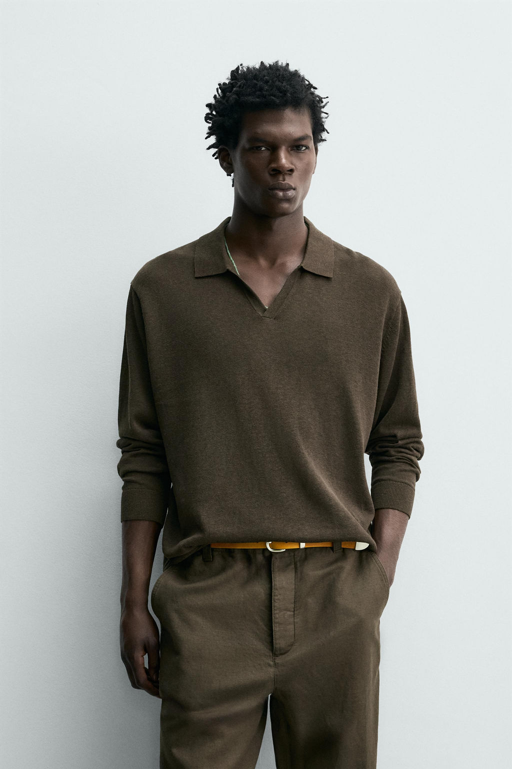 POLO PUNTO ALGOD?N - SEDA / Chocolate - Zara фото 2