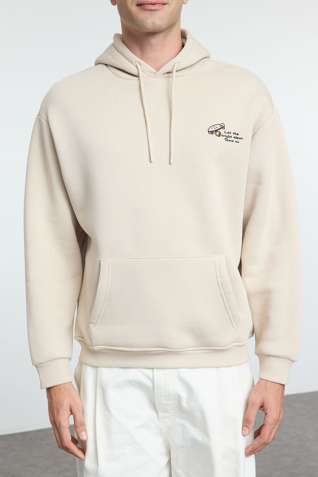 TRENDYOL MAN Haki Oversize/Genis Kesim Nak?sl? Ici Polarl? Kapusonlu Sweatshirt TMNAW25SW00016 - Trendyolmilla фото 3