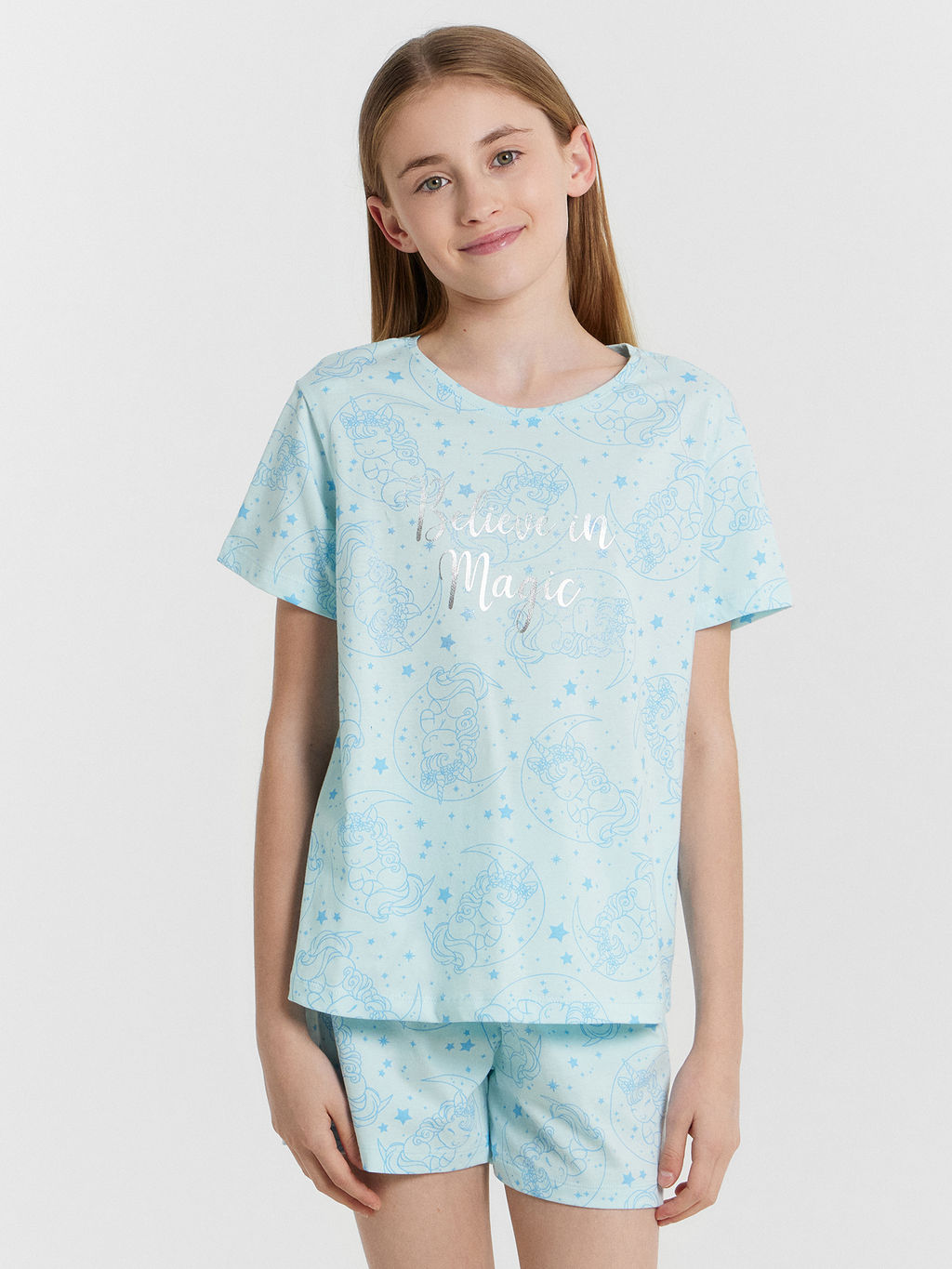 Комплект домашний для девочек голубой с единорогами - Mark formelle фото 3