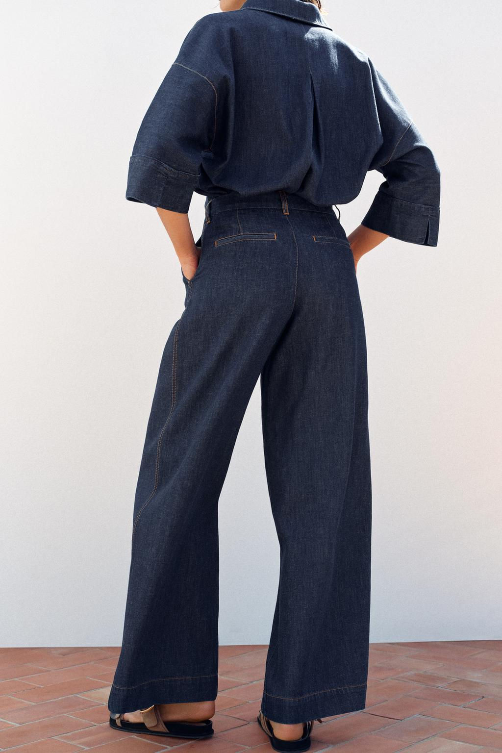 HIGH-WAIST WIDE-LEG TROUSERS WITH DARTS - Zara фото 4