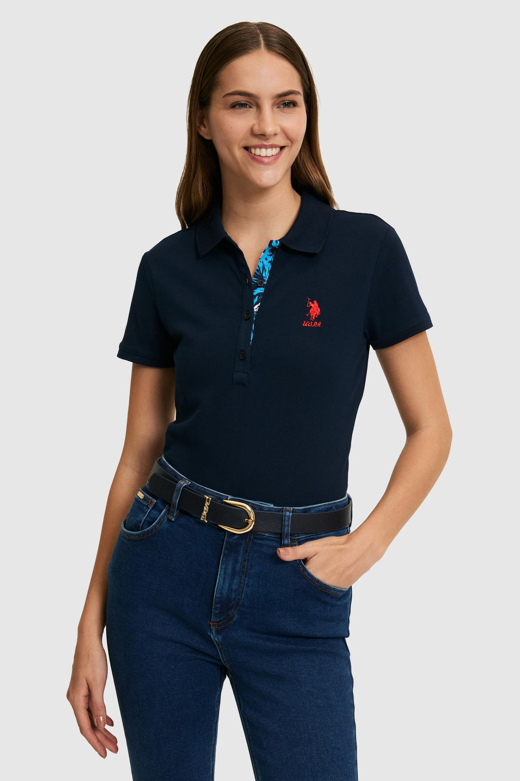 Kad_n Lacivert Polo Yaka Basic Ti__rt