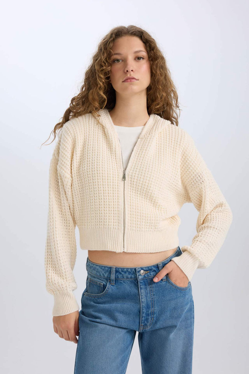 Regular Fit Kapusonlu Fermuarl? Triko H?rka - Defacto фото 6