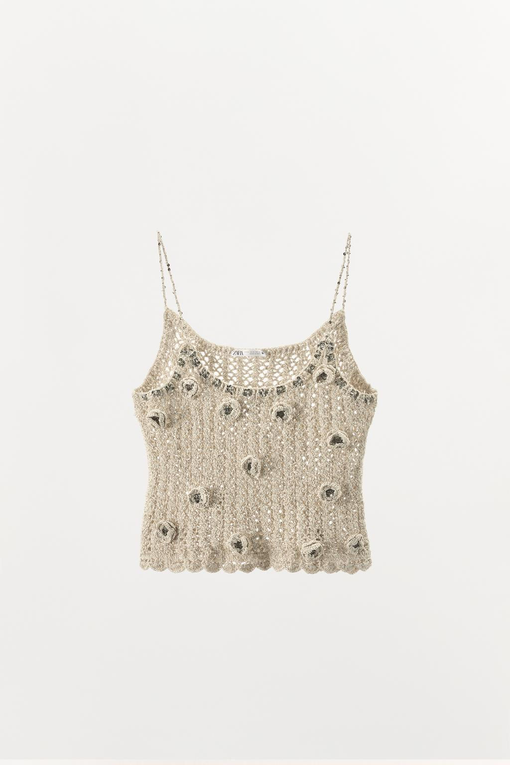 LIMITED EDITION CROCHET TOP WITH RAISED FLOWERS - Zara фото 4