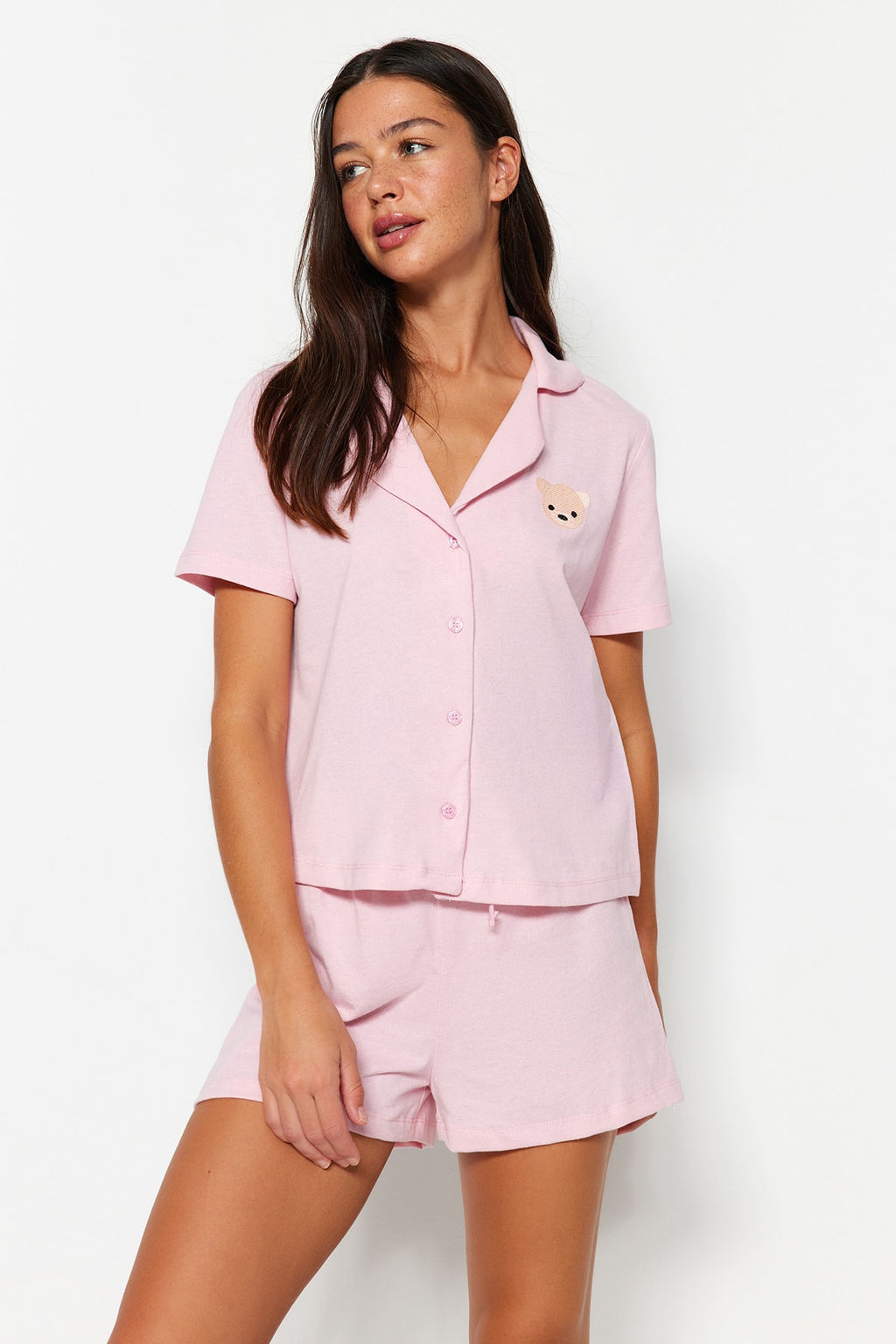 Trendyolmilla Tarc?n Ay?c?kl? Sortlu Orme Pijama Tak?m? THMSS23PT00012  фото 2