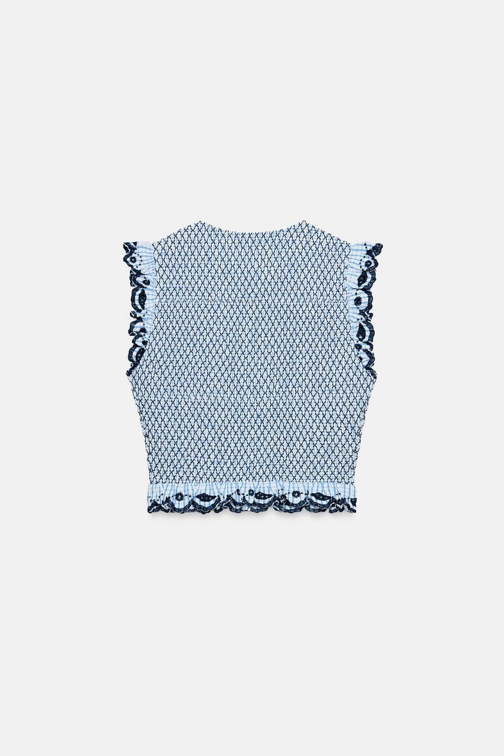 CHECKED SMOCKED TOP - Zara фото 6