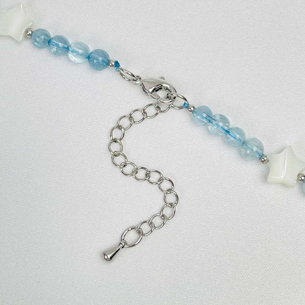 Бусы детские из Аквамарина и Перламутра 34 см +