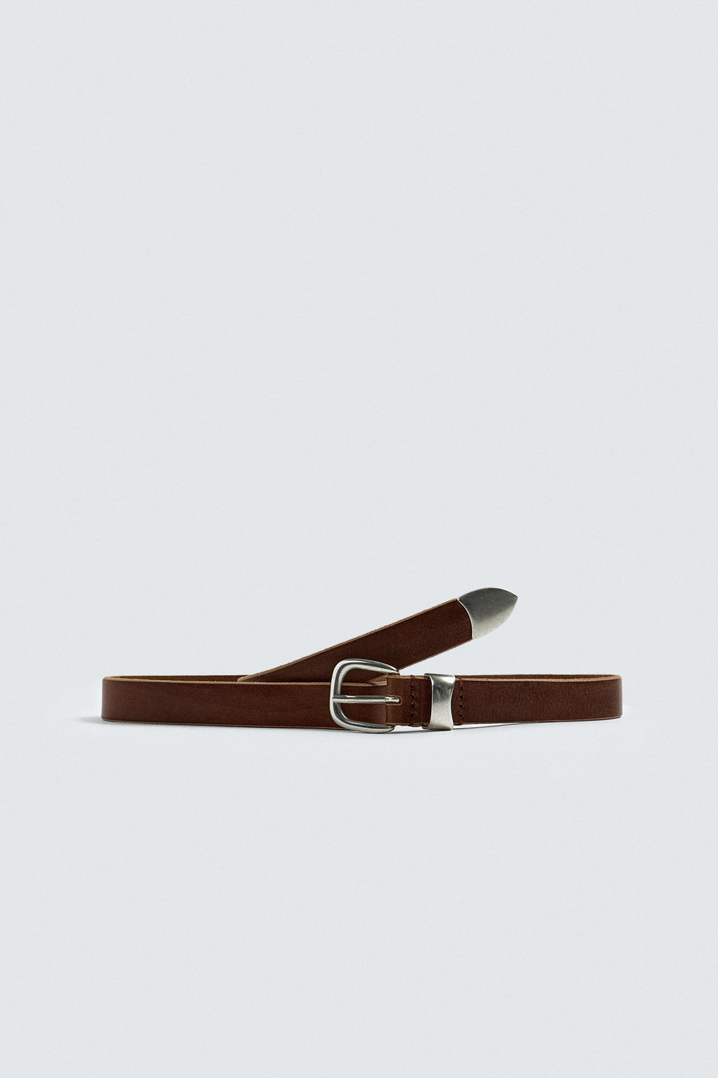 VINTAGE-EFFECT LEATHER BELT - Zara фото 3