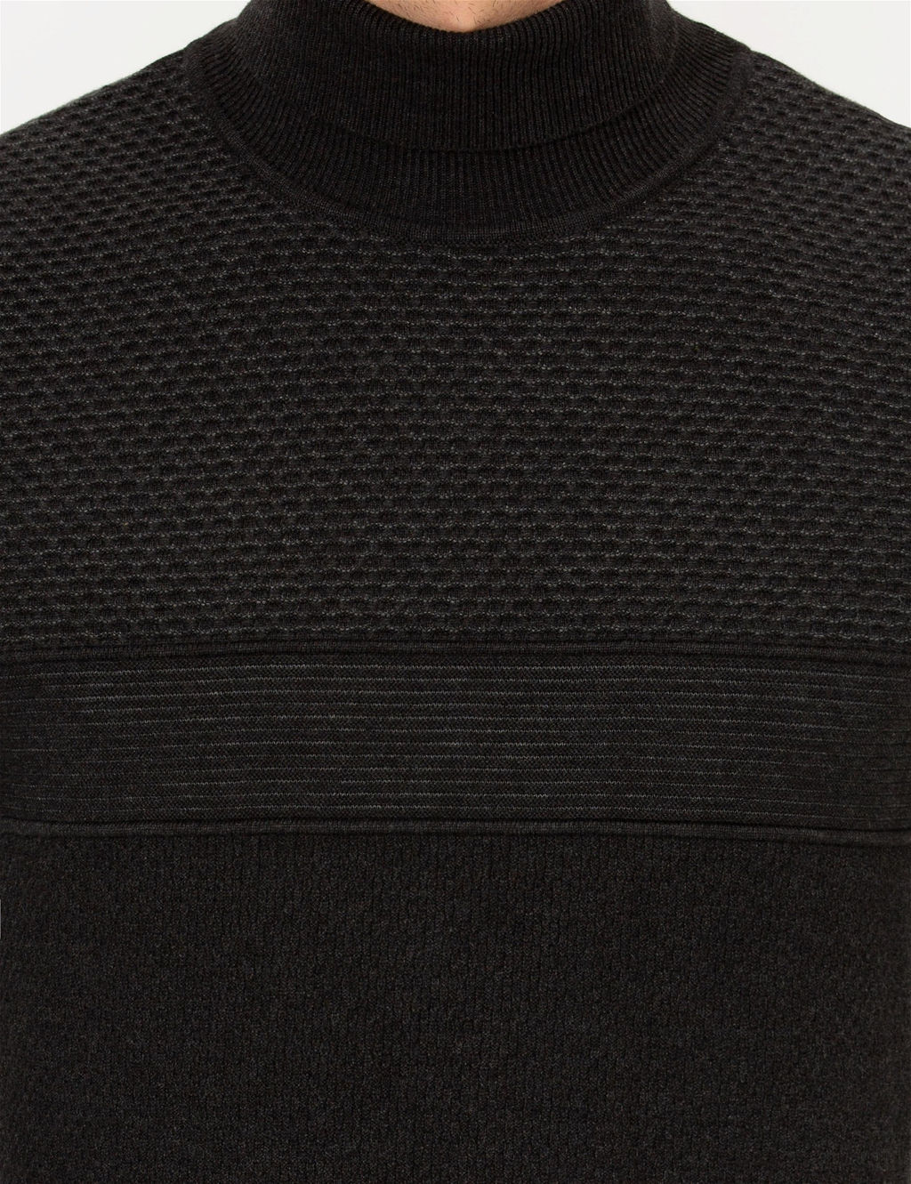 Antrasit Slim Fit Bal_k__ Yaka Triko Kazak - Pierre cardin фото 6
