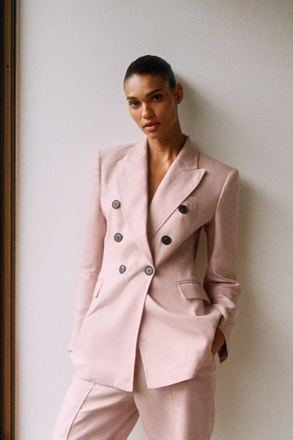 BLAZER CRUZADA 100% LINO SET / rosa claro - Zara фото 5