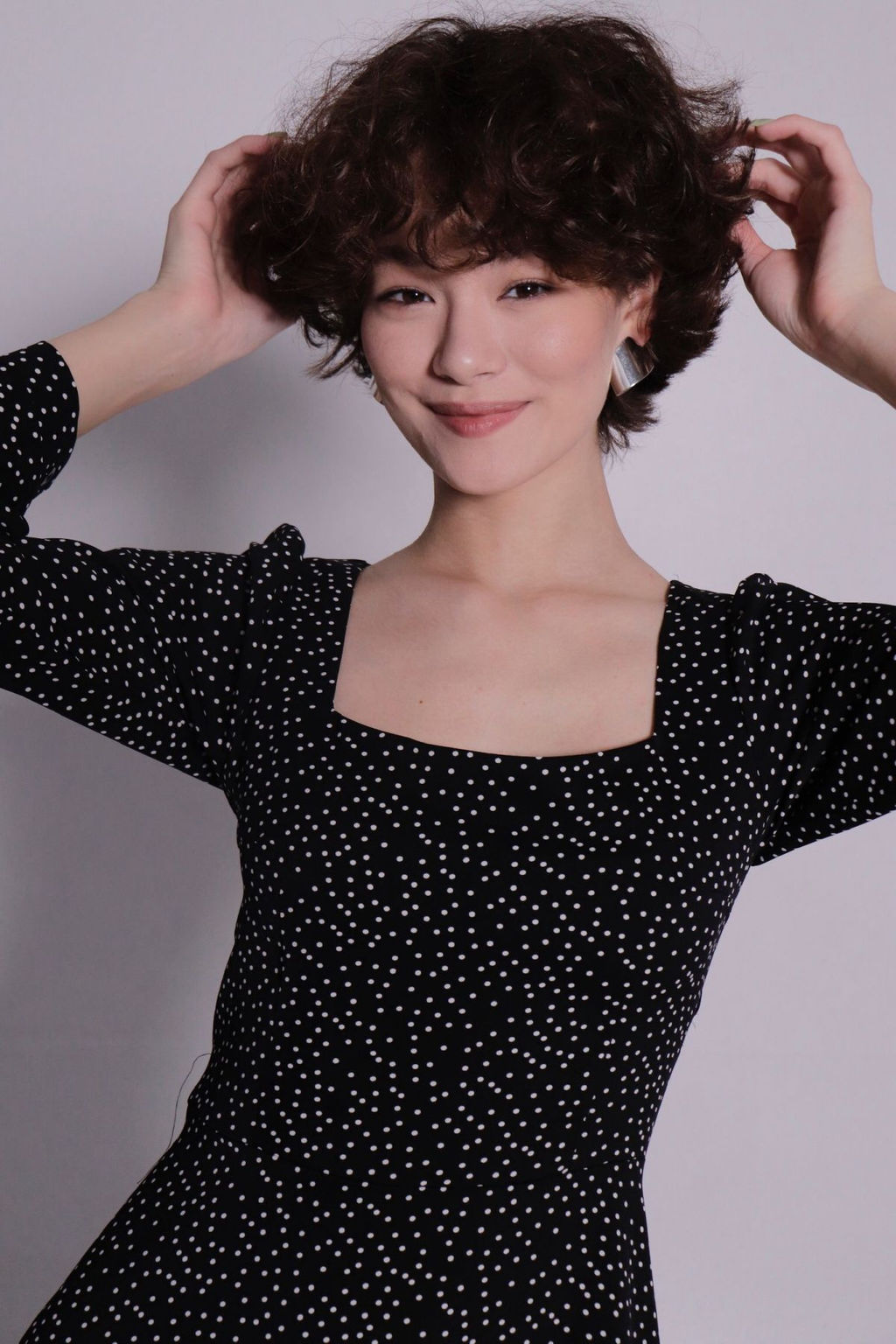 Платье с вырезом каре чёрное в горошек - Martichelli фото 20