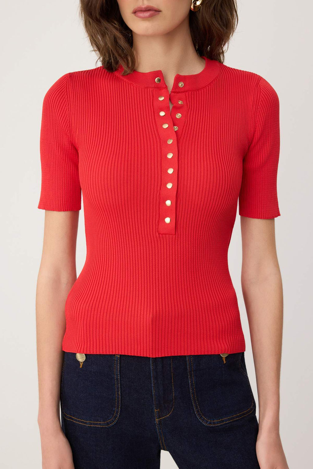 K?rm?z? C?tc?t Detayl? Fitilli Yazl?k Triko Bluz TWOSS26BZ00808 - Trendyolmilla фото 3