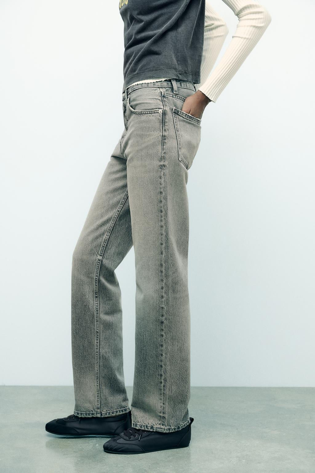 TRF STRAIGHT-LEG MID-RISE JEANS - Zara фото 5