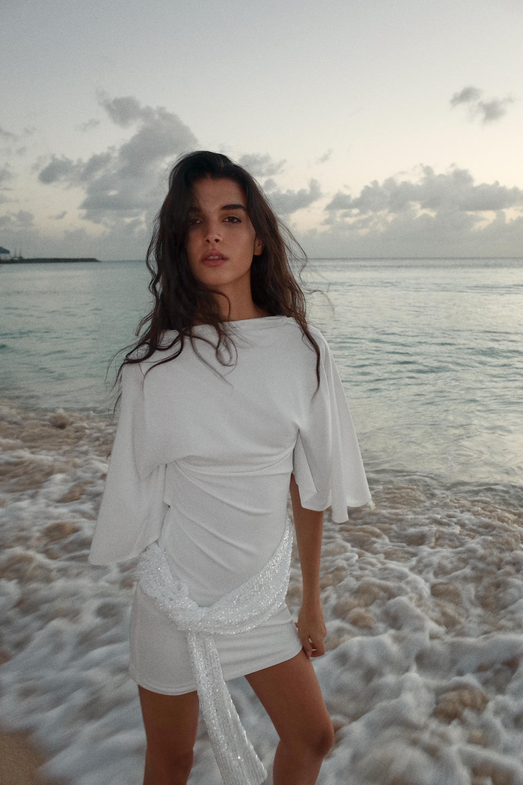 VESTIDO CORTO COMBINADO LENTEJUELAS / Blanco - Zara фото 3