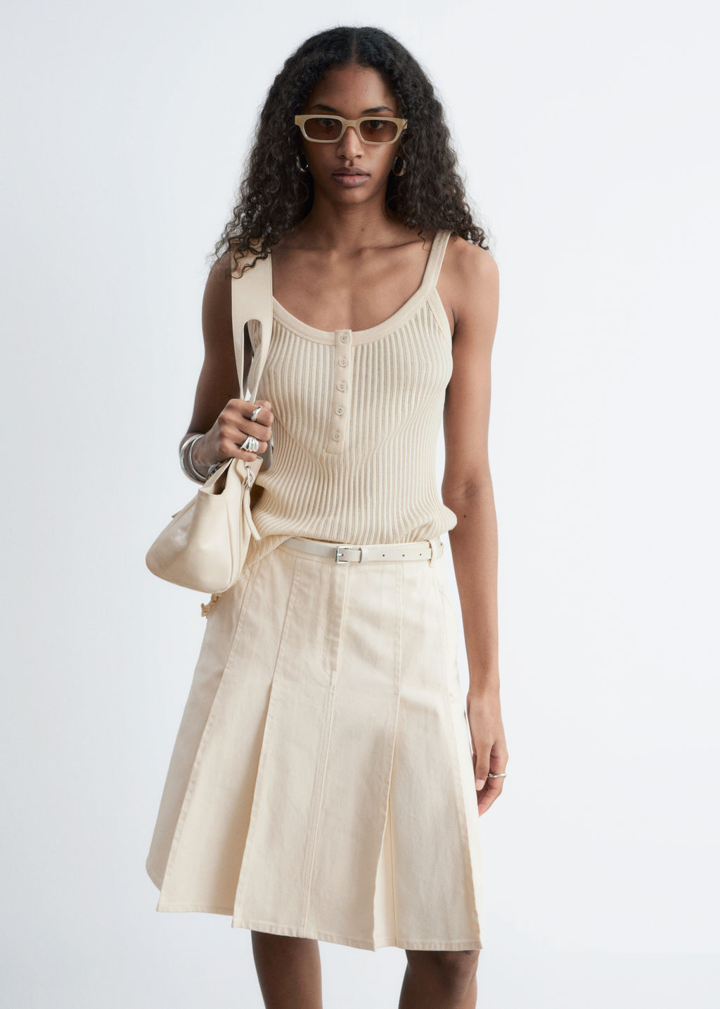 Falda midi plisada de algod?n - H&m фото 7