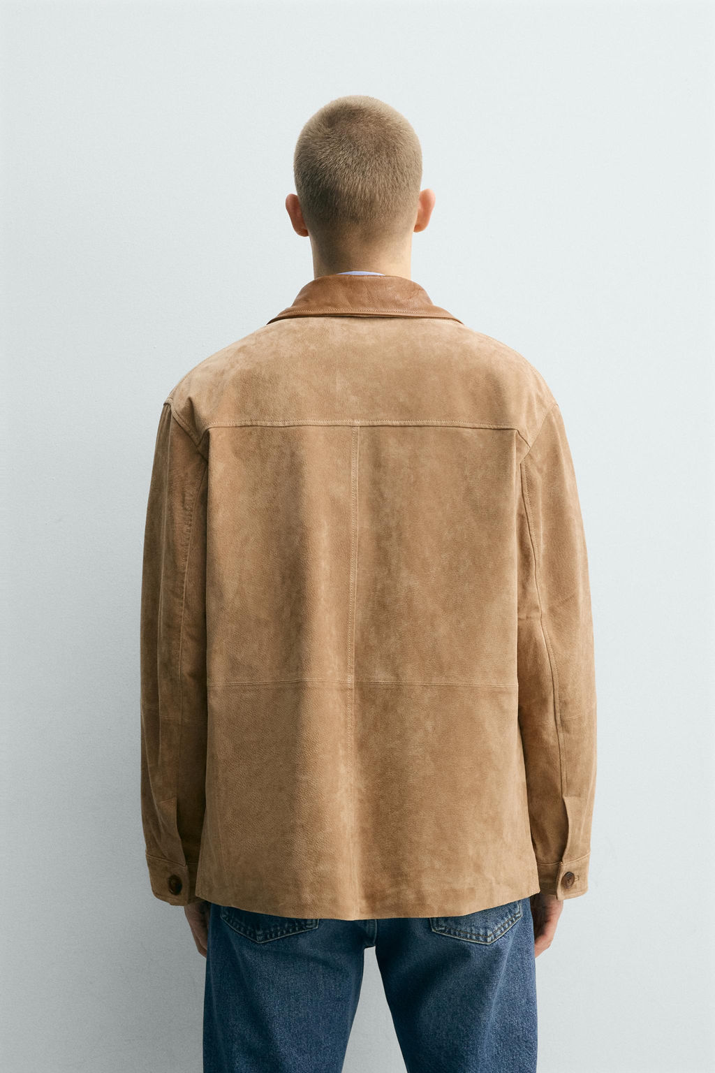 CHAQUETA PIEL SERRAJE CUELLO COMBINADO / Tostado - Zara фото 3