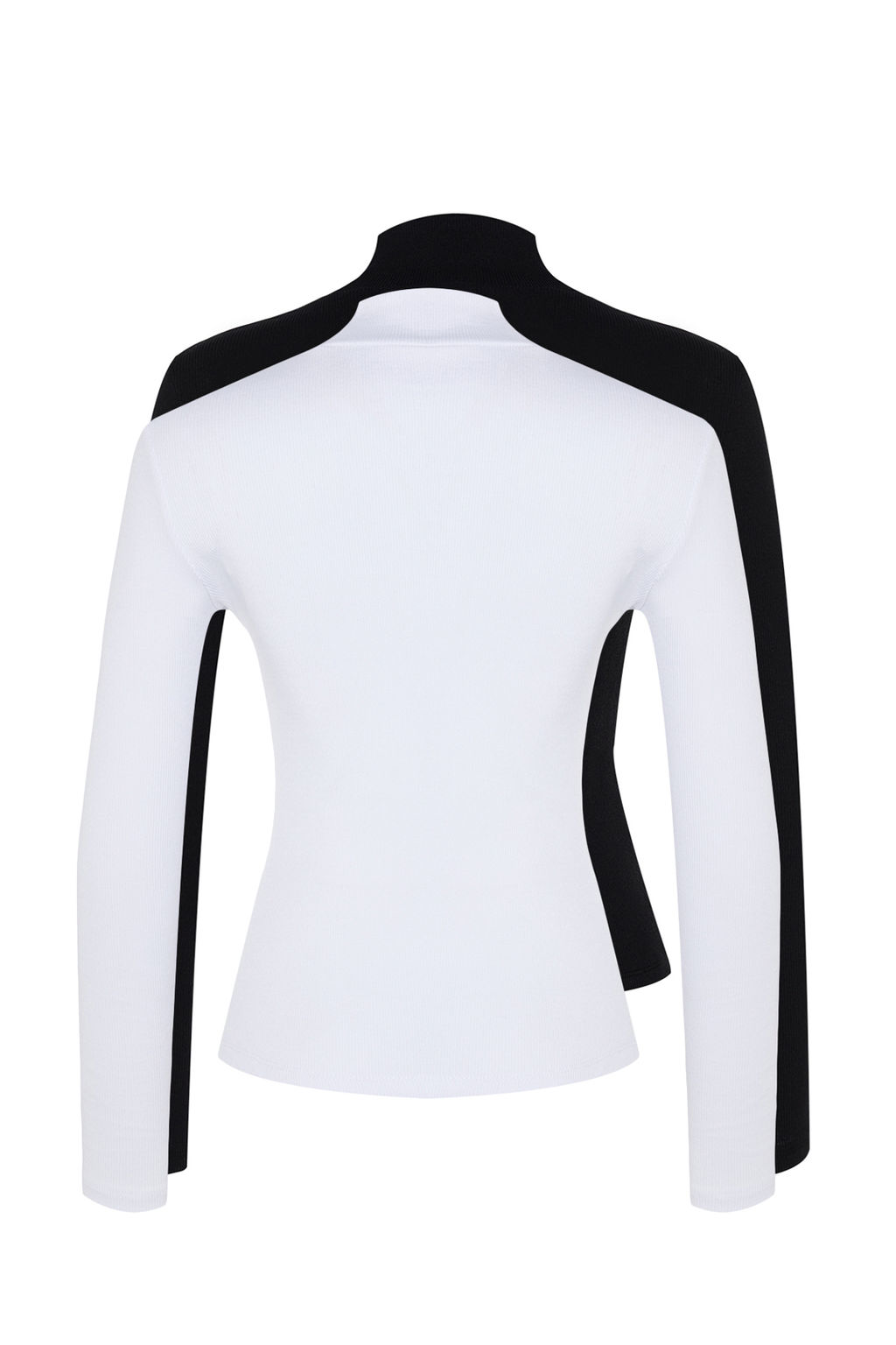Trendyolmilla Siyah-Beyaz 2li Paket Fitilli Dik Yaka Fitted/Vucuda Oturan Uzun Kol Esnek Orme Bluz TWOAW24BZ00257