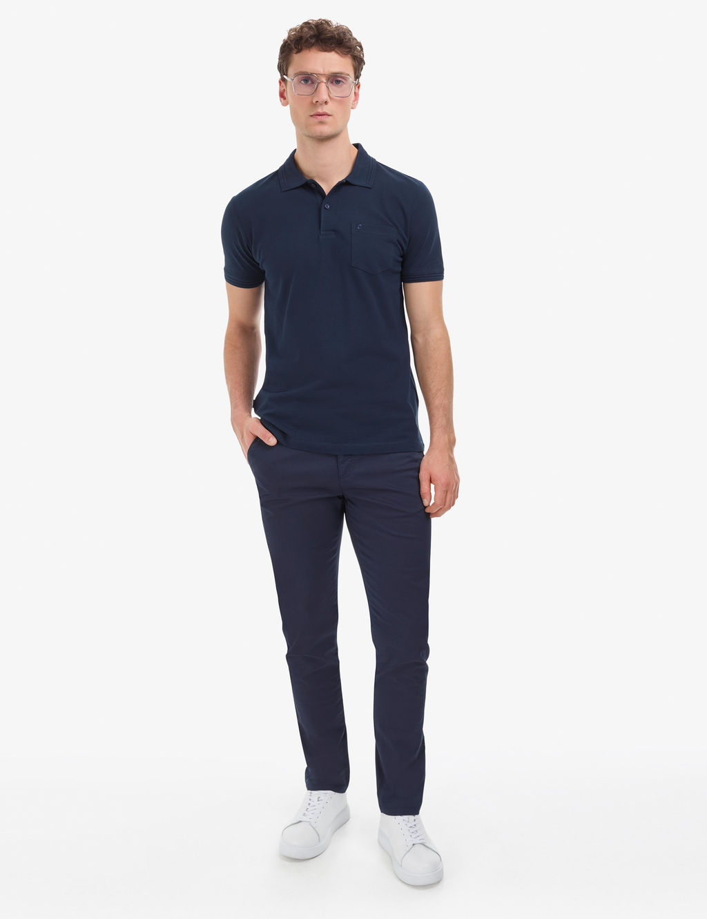 Lacivert Regular Fit %100 Pamuk K_vr_lmaz Polo Yaka Basic Ti__rt