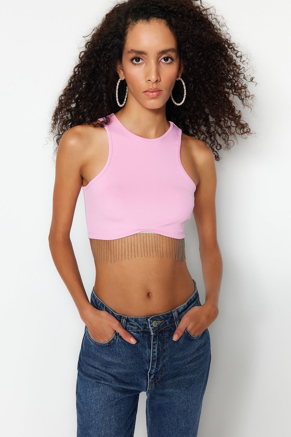 Pembe Crop Orme Aksesuarl? Bluz TPRSS23BZ00082 - Trendyolmilla фото 2