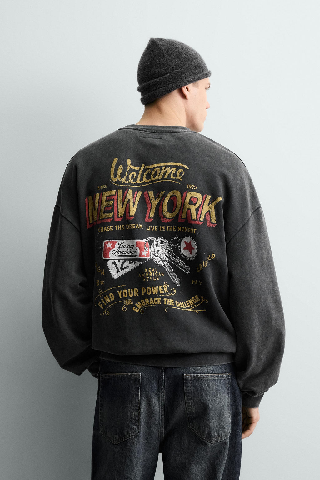 WASHED SWEATSHIRT WITH SLOGAN PRINT - Zara фото 3